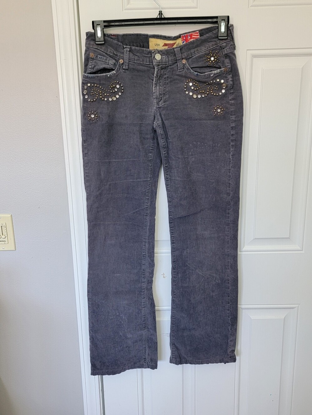 Vintage 7 For All Mankind X The Great China Wall Embellished Gray Corduroy 29